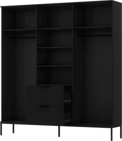 Dulap lemn masiv Sia Negru, 185 × 60 × 200 cm