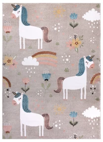 Covor FUN Sweety pentru copii, unicorn, curcubeu bej