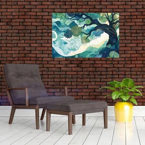 Tablou – Coroană verde a arborelui vieții (90x60 cm)