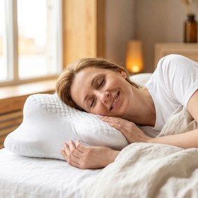 Perna cervicala ortopedica CERVI-SAN Confort memory foam fermitate moale, Alb