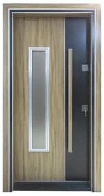 Usa metalica de exterior cu izolatie si vizor Novo Doors NDS1000S, Din compozit, 2 yale, Kit complet, Pentru case, (Geam: Sticla securizata, Sens