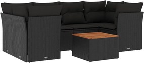 vidaXL Set canapele de grădină cu perne, 7 piese, negru, poliratan