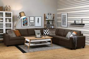 Colțar Scandinavian Choice C160Maro, Negru, 345x285x86cm, Picioare: Plastic
