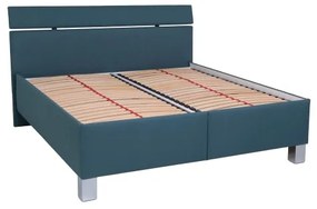 Pat tapițat ALIS 160x200 cm, cu spațiu de depozitare, fără saltea, petrol