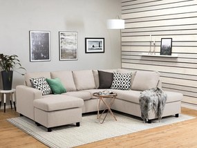 Colțar Scandinavian Choice C153Negru, Beige, 254x194x82cm, Picioare: Plastic