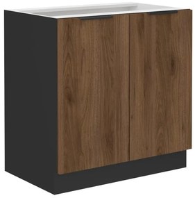 Dulap inferior de bucătărie Monzesa 80 D 2F BB (nuc okapi + negru) . 1096933