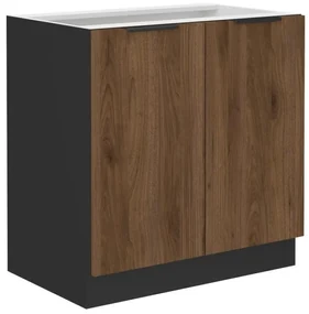 Dulap inferior de bucătărie Monzesa 80 D 2F BB (nuc okapi + negru) . 1096933