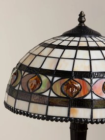 Lampa de masa din metal, cu abajur din sticla vitrata , "Vitralia"