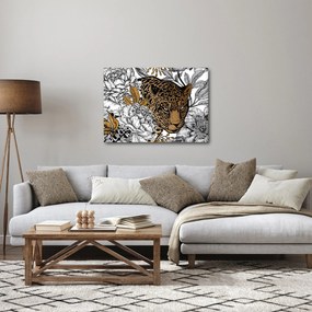 Tablou - Leopard între flori (70x50 cm)