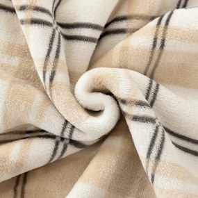 Patura cu maneci si gluga, imitatie de miel PLAID, cremova