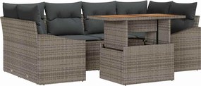 vidaXL Set de canapele pentru grădină 7 pcs Gri Rattan poli