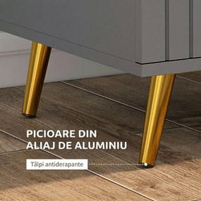HOMCOM Comodă pentru Dormitor, Dulap Modern cu 3 Sertare,  Sertar de Depozitare cu Picioare din Aluminiu, 60x40x71.5 cm, Gri Închis