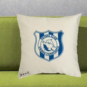 Perna Personalizata FC Unirea Constanta Fotbal, 40x40 cm, Ecru, Husa Detasabila, Perna Inclusa, BEKZ®