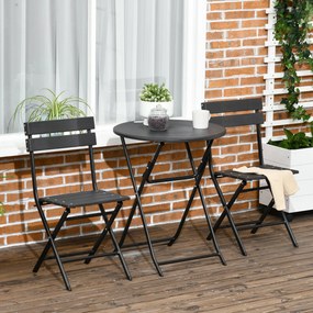 Outsunny Set Mobilier de Grădină 3 Piese pentru Terasă, Oțel și HDPE, Design Modern, Gri Închis | Aosom Romania