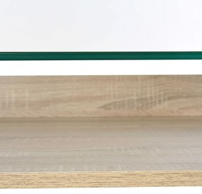 HOMCOM Birou Masa picioare in forma de X suprafata de sticla design modern pentru domiciliu birou stejar 120 x 60 x 74.5cm