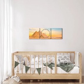 Tablou cu piramidele din Egipt (cu ceas) (90x30 cm)