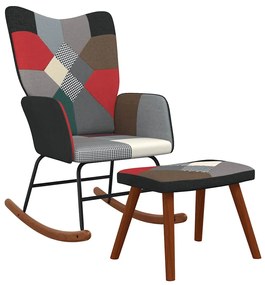 vidaXL Scaun balansoar cu taburet, material textil, petice