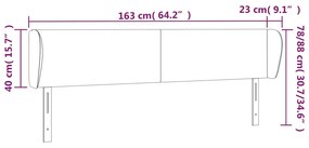 Tablie de pat cu aripioare gri 163x23x78 88 cm piele ecologica 1, Gri, 163 x 23 x 78 88 cm
