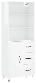 3189439 vidaXL Dulap înalt, alb extralucios, 69,5x34x180 cm, lemn compozit