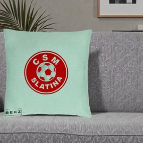 Perna Personalizata CSM Slatina Fotbal, 40x40 cm, Verde Menta, Husa Detasabila, Perna Inclusa, BEKZ®