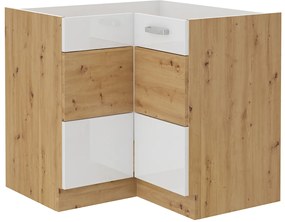 Dulap inferior de bucătărie, de colț Arryn 90 x 90 DN 2F BB (stejar artisan + alb lucios). 1024673
