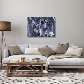Tablou pe sticlă - Zebre albastre (70x50 cm)