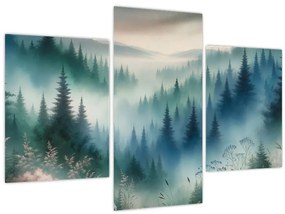 Tablou - Peisaj forestier cu ceață (90x60 cm)