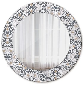 Oglinda rotunda rama cu imprimeu Ornamente geometrice