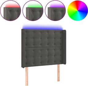 vidaXL Tăblie de pat cu LED, gri închis, 83x16x118/128 cm, catifea