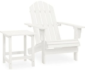 vidaXL Scaun de grădină Adirondack cu masă, alb, lemn masiv de brad