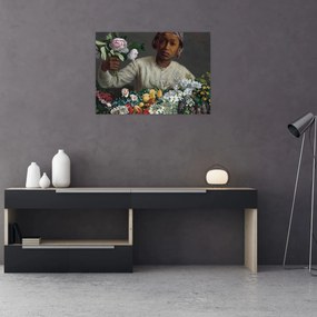 Tablou - Frédéric Bazille, Young Woman with Peonies, reproducere (70x50 cm)