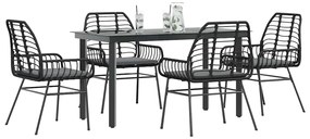 vidaXL Set de sufragerie de grădină 5 piese neagră Sticlă Poly Rattan