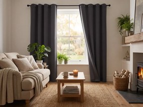 Draperie neagra OXFORD 140x250 cm Agatat: Inele metalice