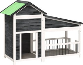 vidaXL Cușcă de câine, gri, 143x60,5x109 cm, lemn masiv de pin