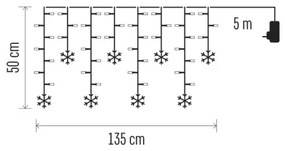 Perdea luminoasă LED de Crăciun 60xLED/1,35W 635x50 cm alb rece