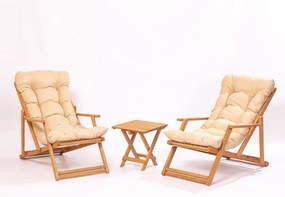 Set mobilier de grădină crem/natural din lemn de fag pentru două persoane – Floriane Garden