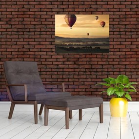 Tablou pe sticlă cu baloane zburând (70x50 cm)