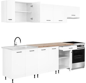 Unitate de bucătărie Primo 280 cu blat de lucru din stejar charlestone alb