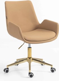 HR240K Scaun Carmel Piele Ecologica Premium Soft cu Bază Aurie