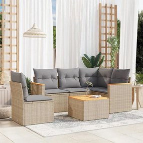 vidaXL Set canapele de grădină cu perne, 6 piese, bej, poliratan