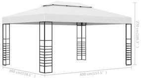 Pavilion de gradina, alb, 4x3x2,7 cm, otel vopsit electrostatic Alb, 3 x 4 m