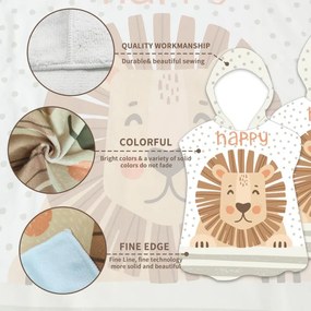Poncho pentru copii HAPPY LION alb 60 x 60 cm