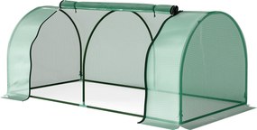 Sera Tunel Outsunny din Otel si cu Capac din PVC, 200x100x80 cm, Transparent si Verde | Aosom Romania