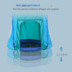 Leagan pentru gradina pentru copii 3–8 ani, Ø100cm, franghii reglabile, albastru | Aosom Romania