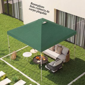 Outsunny Copertină de Pergolă de Schimb 3x3 m Acoperiș de Înlocuire pentru Cort Pliant din Țesătură Oxford 210D Protecție UV 50+ Verde | Aosom Romania