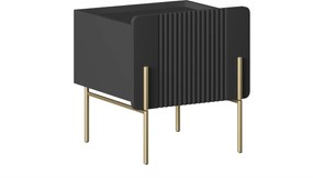 Noptieră Malmi 45 cm cu sertar - negru mat / picioare aurii
