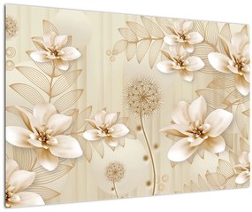 Tablou - Compoziție flori aurii (90x60 cm)