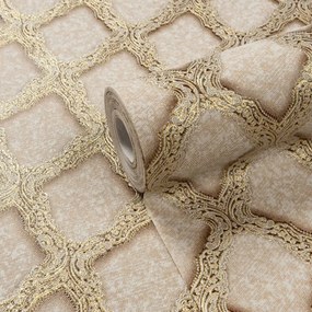 Tapet modern culoare nisip, vinil, model Sarlotta