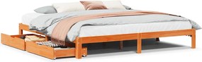 vidaXL Cadru pat cu sertare, maro ceruit, 180x200 cm, lemn masiv pin