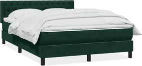 vidaXL Pat box spring cu saltea, verde închis, 160x210 cm, catifea